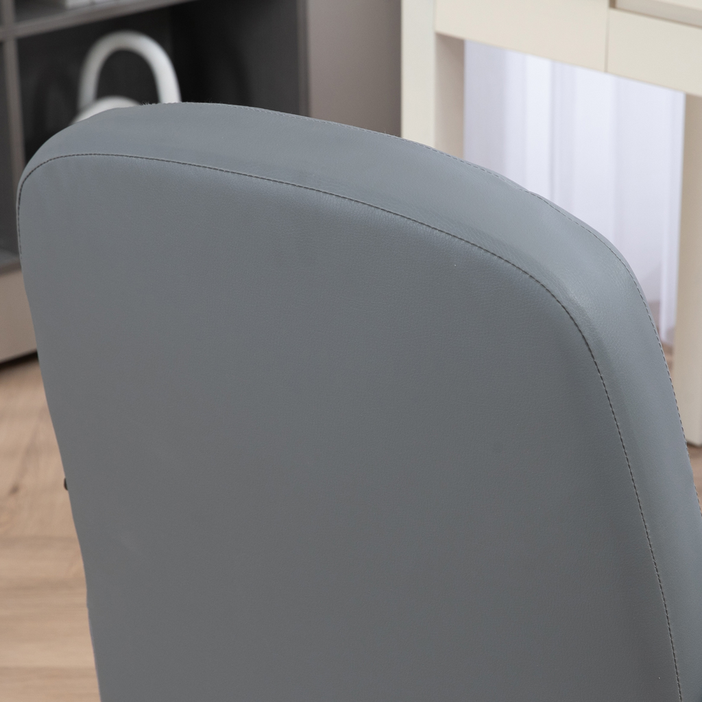 HOMCOM PU Leather Office Chair Swivel Home Mid-Back Computer Desk Chair, Grey