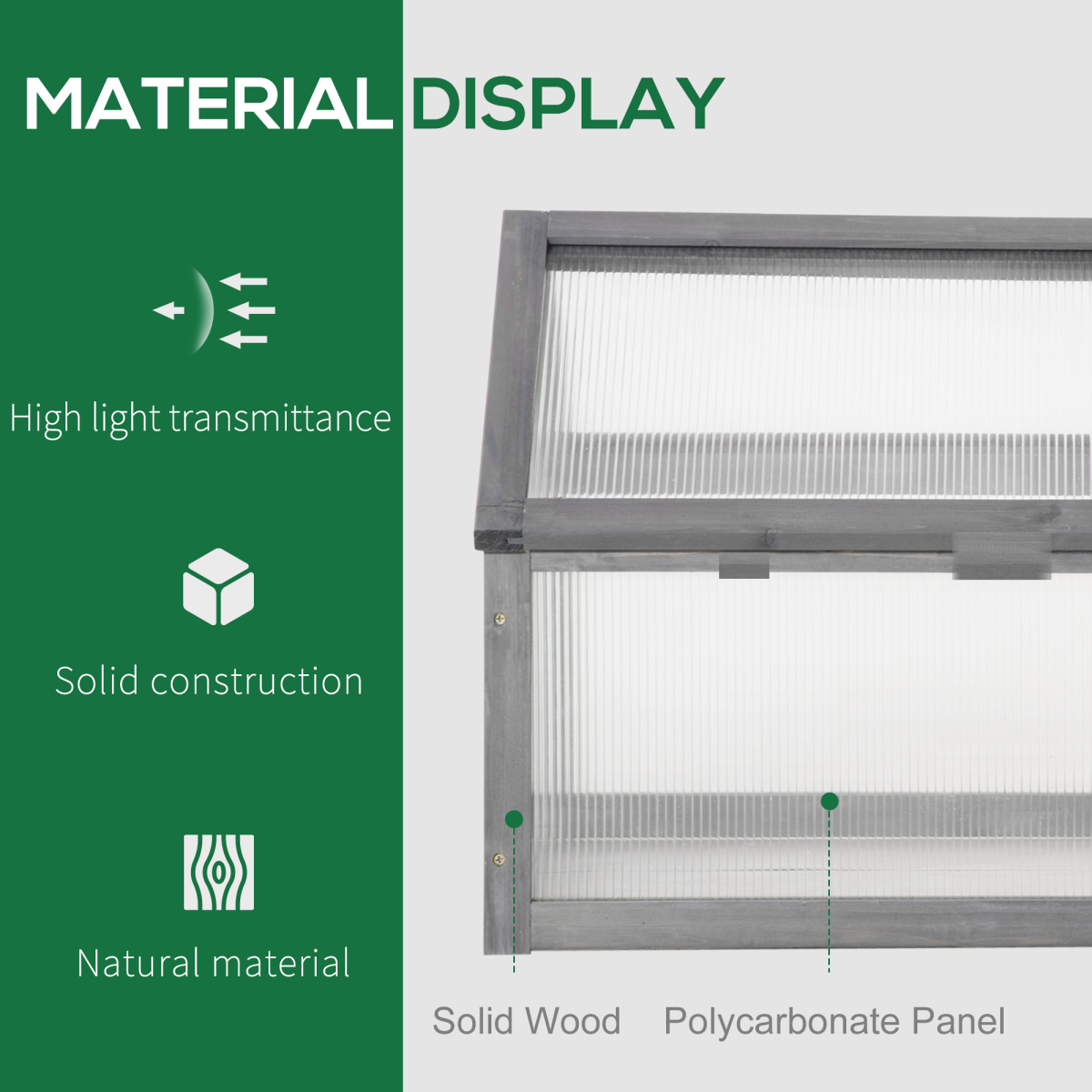 Wooden Cold Frame Greenhouse Garden Portable Raised Planter