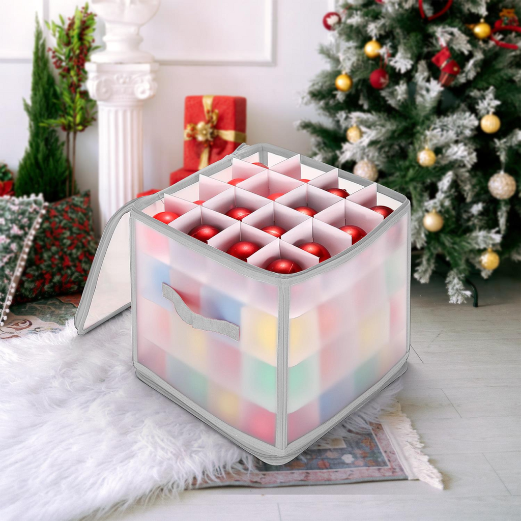 Vinsani Grey Xmas 64 Bauble Decorations Box