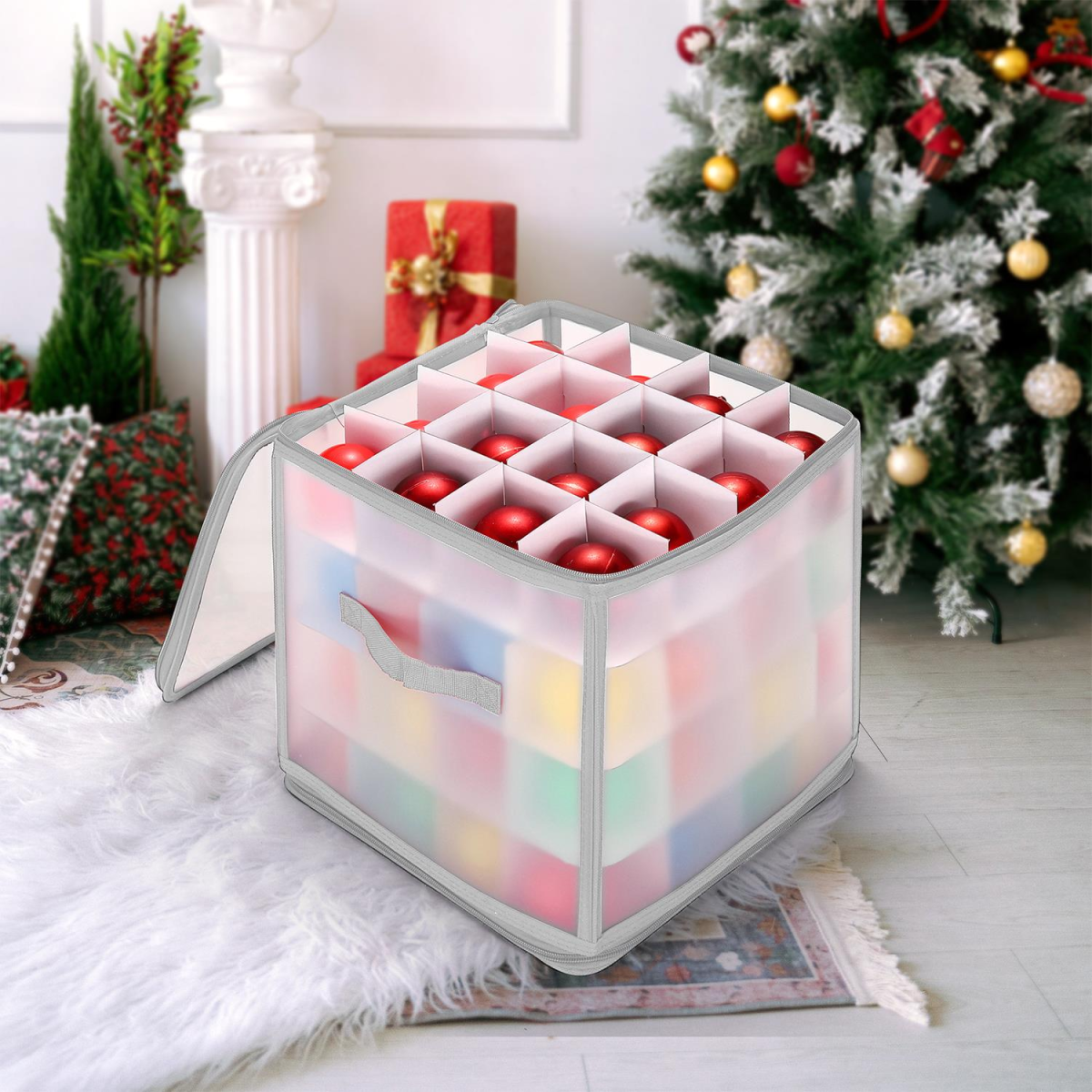 Vinsani Grey Xmas 64 Bauble Decorations Box