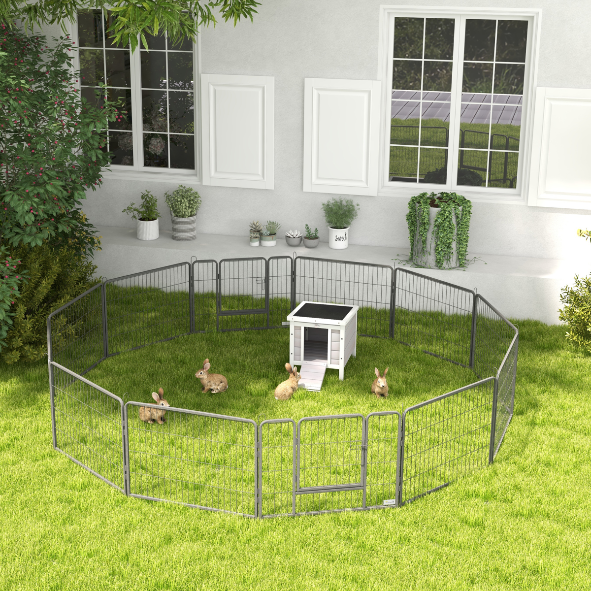 Wooden Rabbit Hutch Bunny Cage Guinea Pig House Pet Habitat Ferret Pawhut