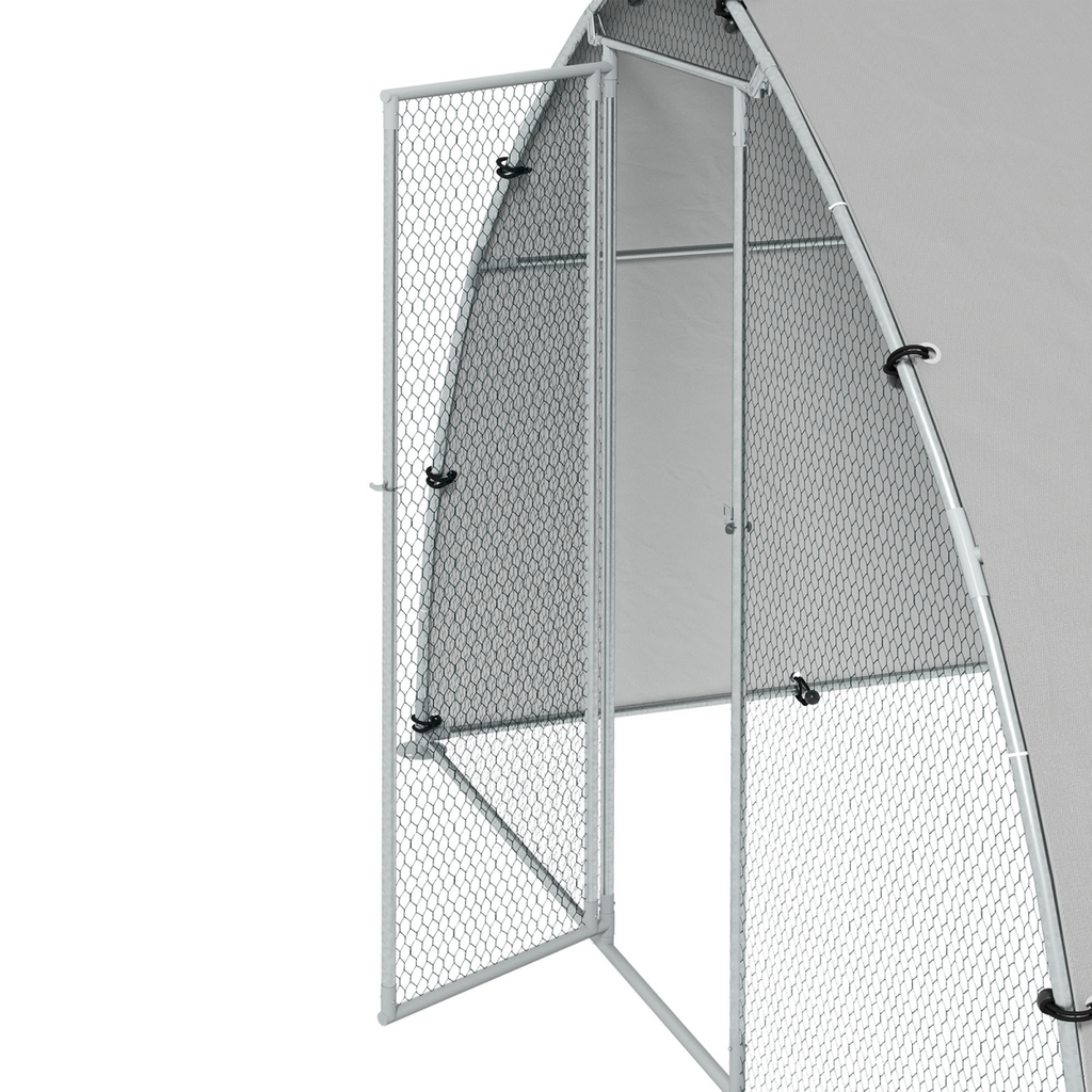 PawHut Walk-In Chicken Run with Cover, for 4-6 Chickens, 3 x 1.9 x 2.2m