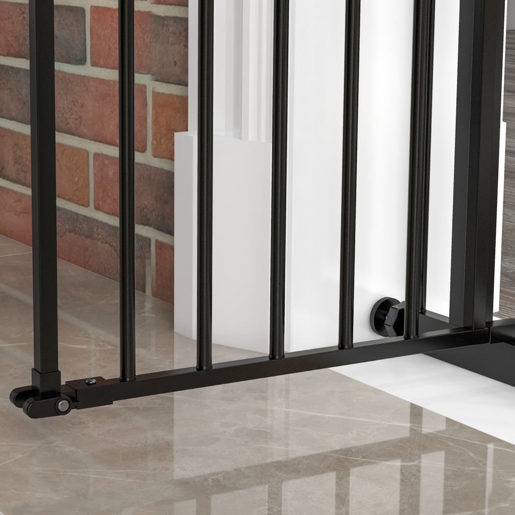 PawHut Adjustable Safety Gate with 1 Extensions and Four Adjustable Screws, Black