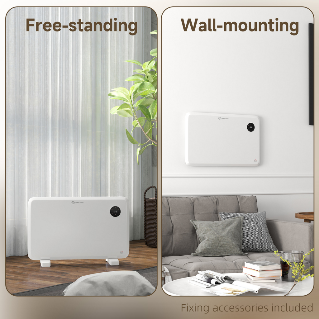 1200W Electric Convector Heater, Quiet Space Heater with LED Display, White