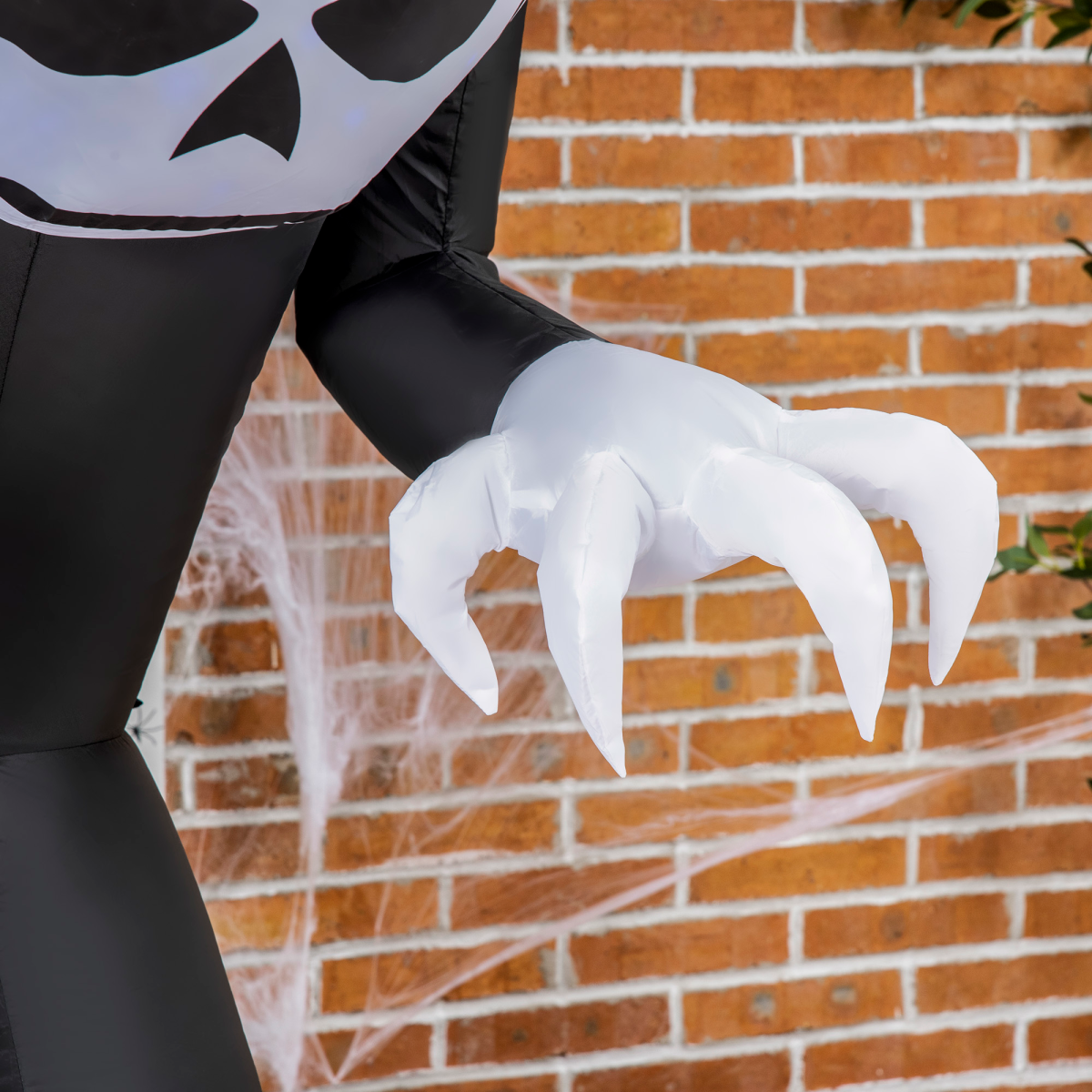 7ft Inflatable Halloween Ghost Horns Blow-Up Outdoor LED Display Flame Effect
