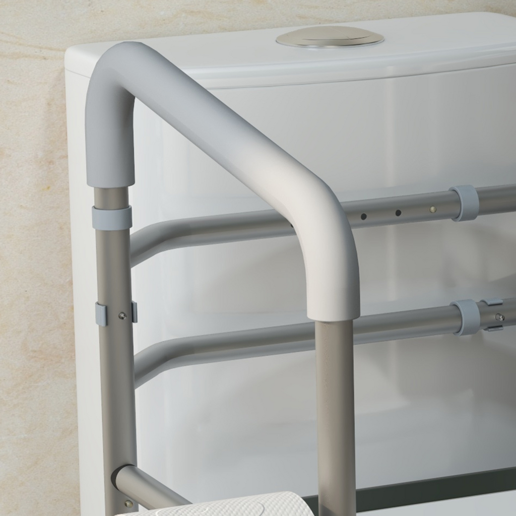 HOMCOM Adjustable Toilet Safety Frame with Additional Rubber Tips Storage