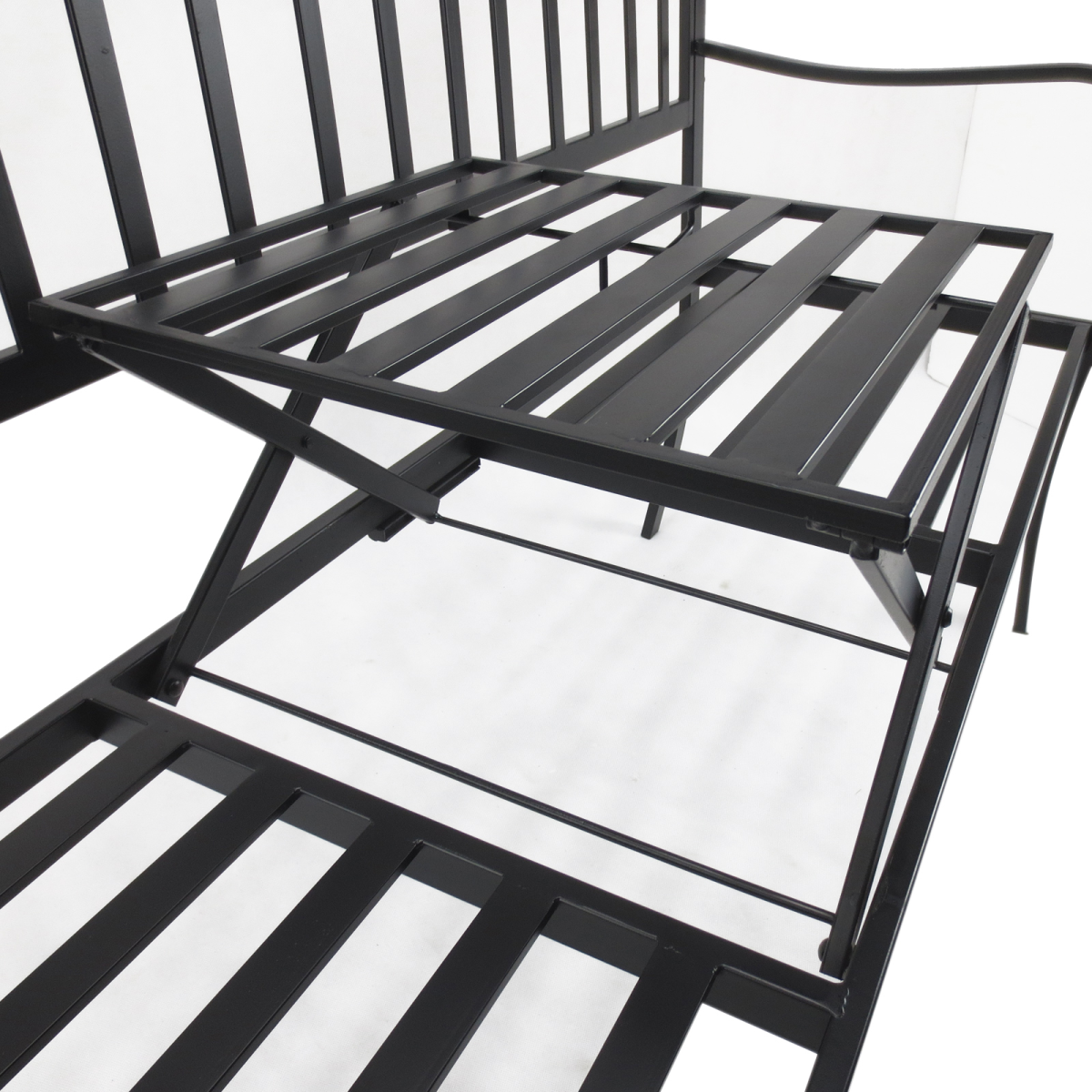 Outdoor Metal Frame 2 Seater Bench Patio Park Garden Seating Chair w/ Table