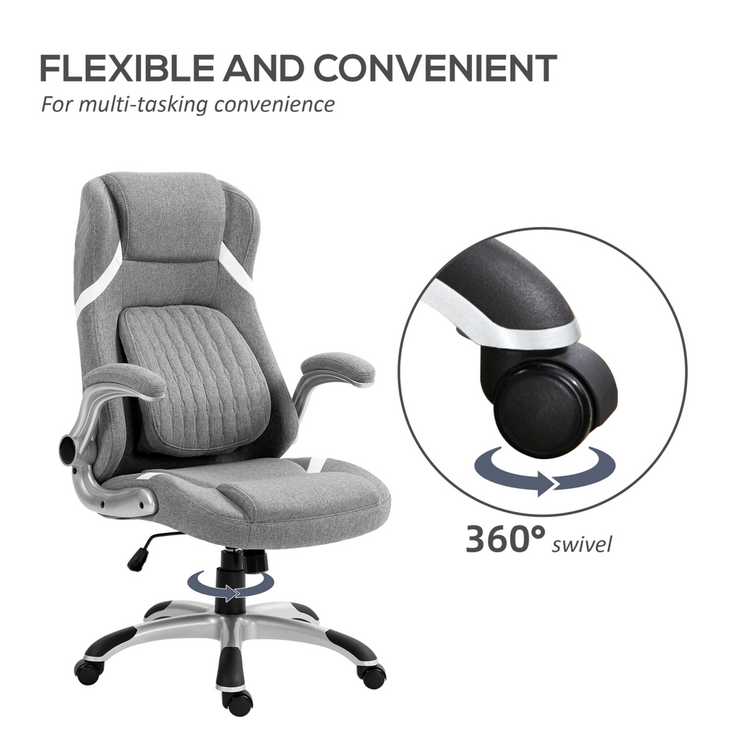 Vinsetto Fabric Office Desk Chair with Adjustable Height Tilt Function Grey