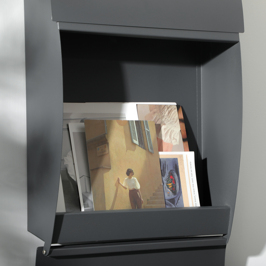 HOMCOM Weatherproof Wall Mounted Letter Box Post Box w/ Key Viewing Windows