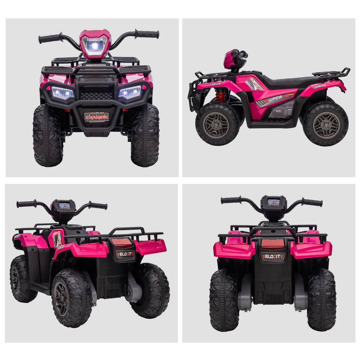 HOMCOM 12V Electric Quad Bike for Kids with LED Headlights, Music - Pink