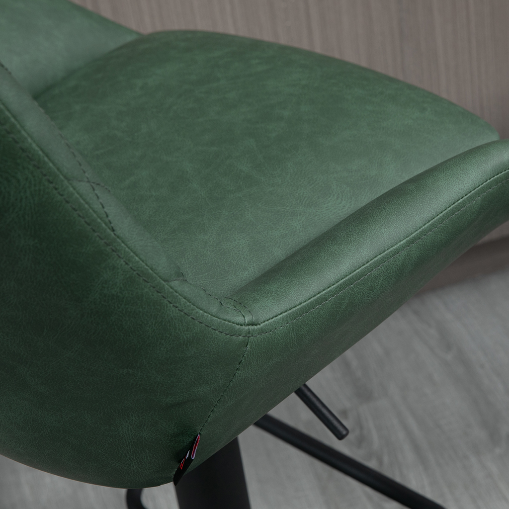 HOMCOM Bar Stools Set of 2, Adjustable Bar Chairs 360° Swivel for Kitchen Green