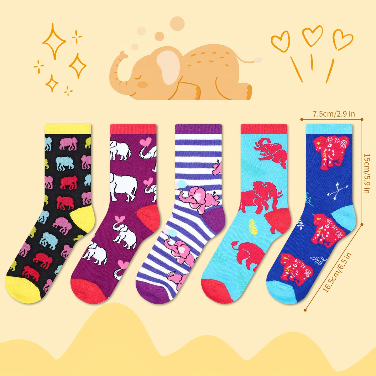 Vinsani ELEPHANT SOCKS 5pk
