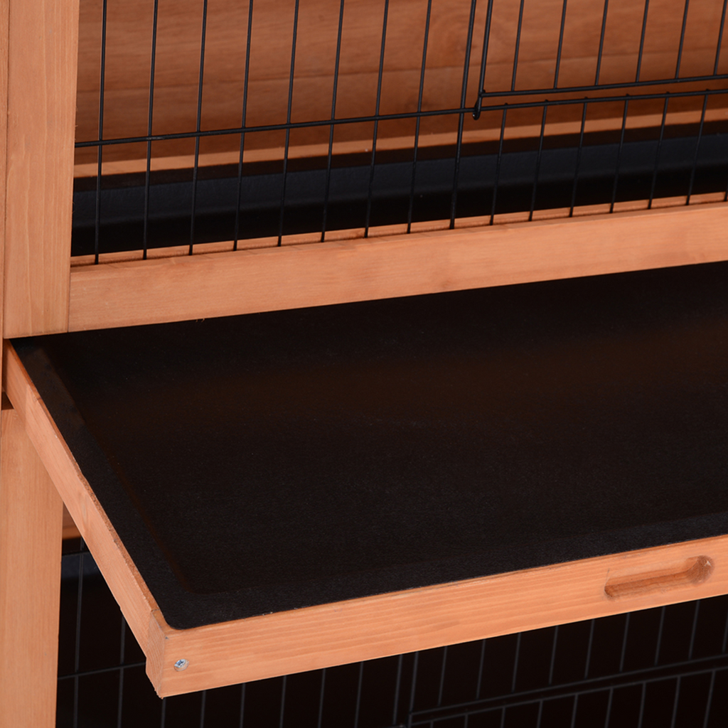 Rabbit Hutch for Two Rabbits Outdoor Guinea Pig Cage w/ Removable Trays, Orange