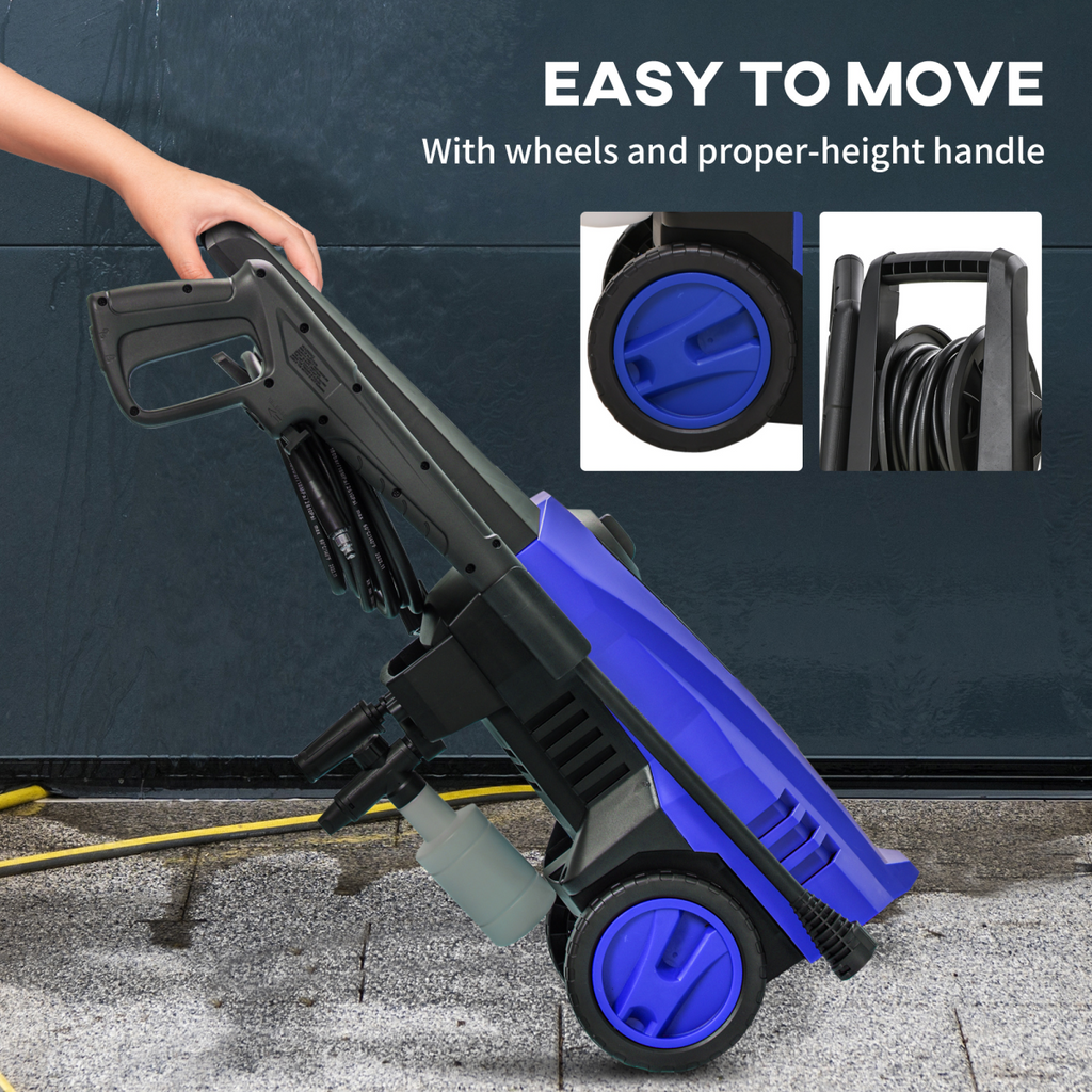 DURHAND Portable Power Washer 1800W, 150 Bar, 510 L/h for Garden, Car, Blue