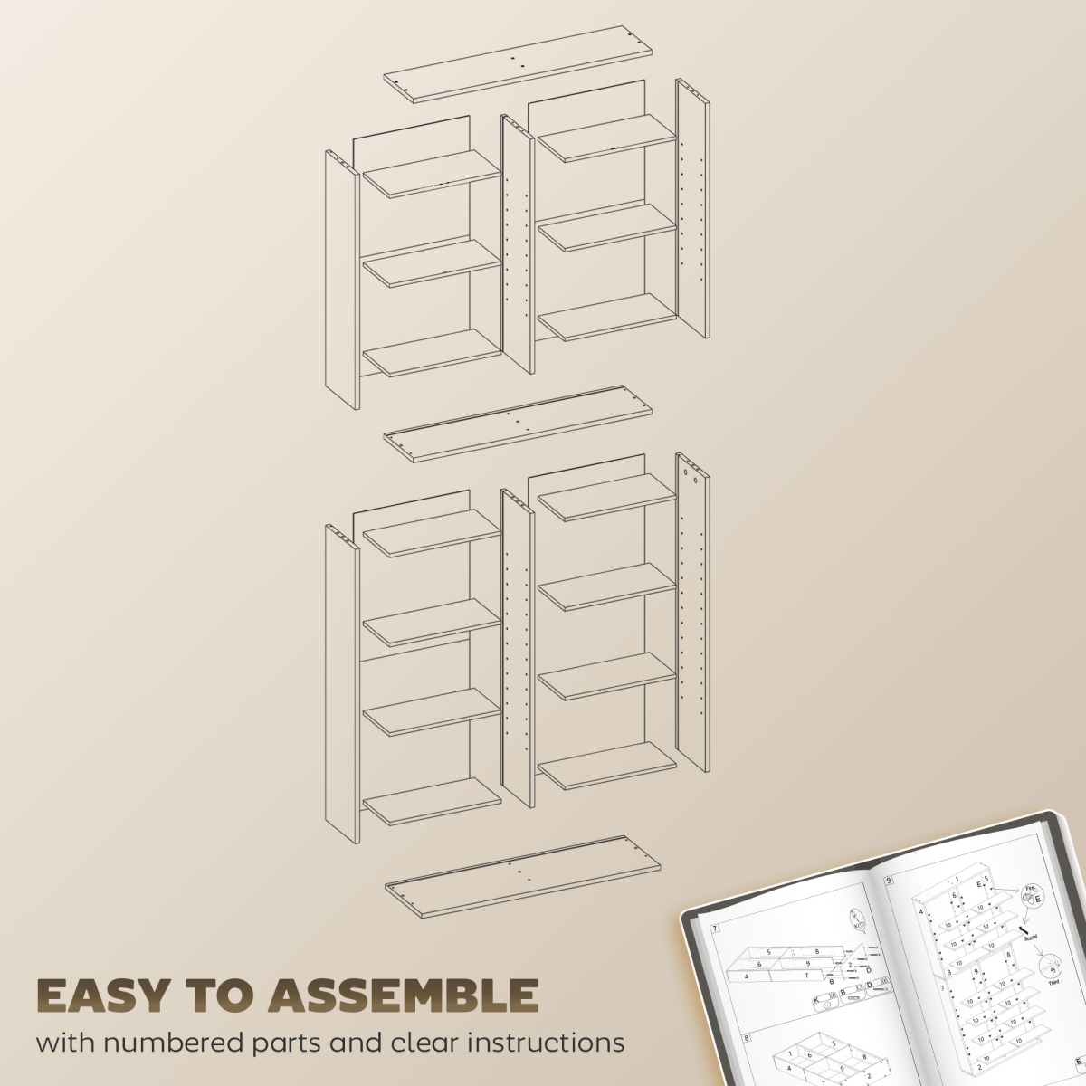 HOMCOM 640 CD Storage Unit 360 DVD Storage Tower with 18 Compartments Natural