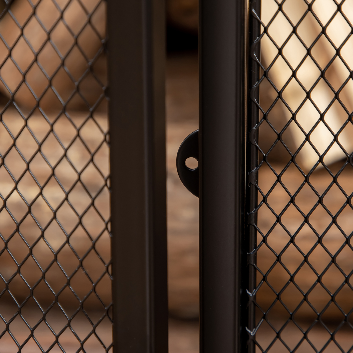 3-Panel Folding Fireplace Screen Spark Guard Metal Mesh Fireguard Black