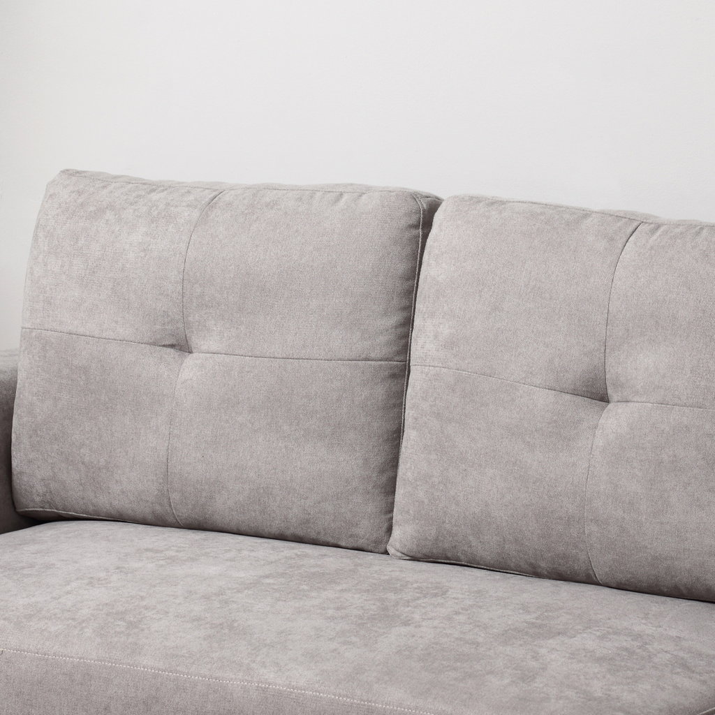 HOMCOM Linen-Look L-Shaped Sofa Bed w/ Storage Bed Sleeper Flat Studio Grey
