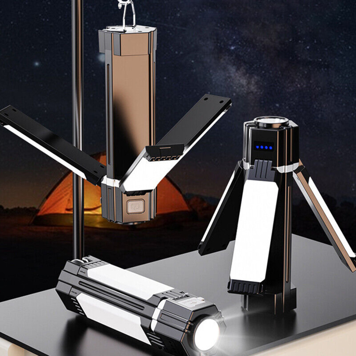 （2 pack）Rechargeable Foldable LED Camping Lantern Light Outdoor Camping Hiking Flashlight  Work Light  Camping Lantern Light