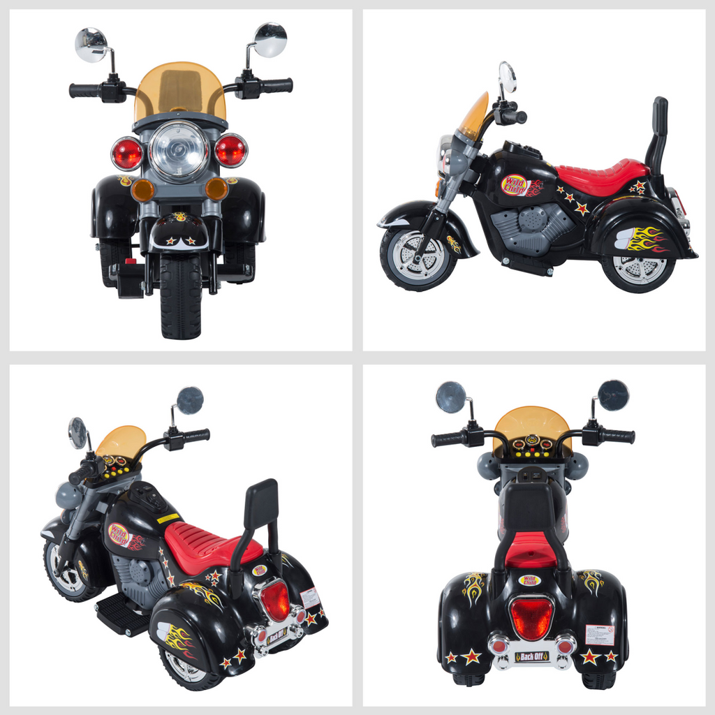 6V Kids Electric Motorbike Child Ride On Toy w/ Lights Sound Black HOMCOM