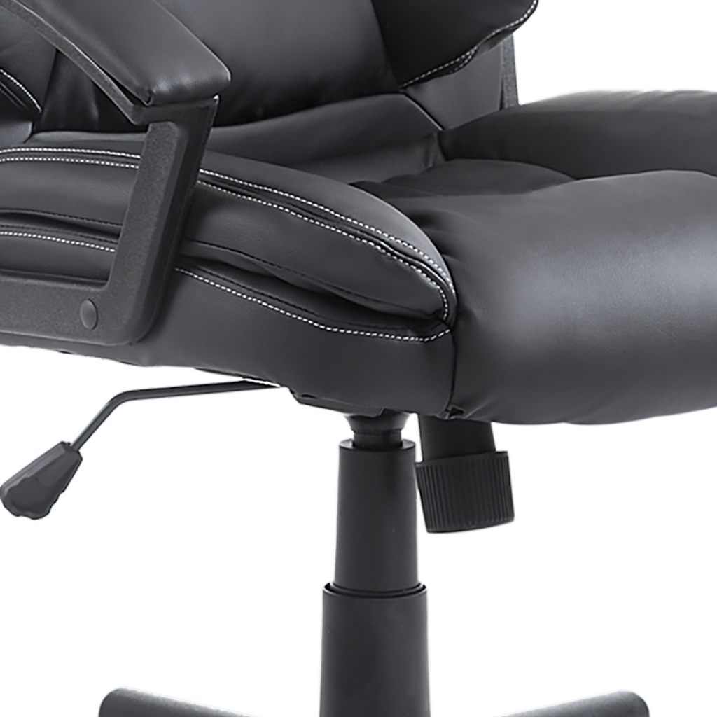 Swivel Executive Office Chair Mid Back PU Leather Chair with Arm, Black HOMCOM