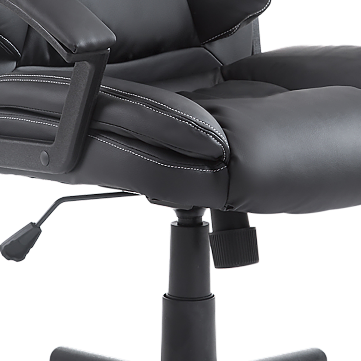 Swivel Executive Office Chair Mid Back PU Leather Chair with Arm, Black HOMCOM