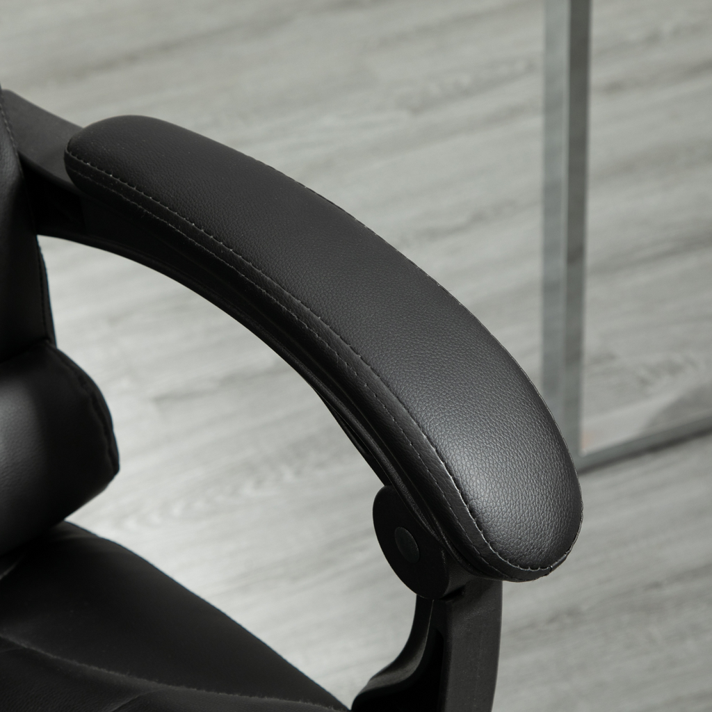 PU Leather Home Office Chair High Back Computer Chair with Swivel Wheels Black