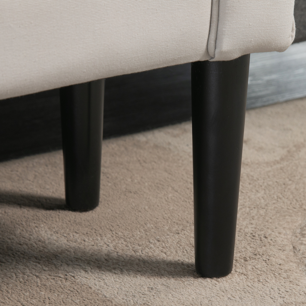 Elegant Flannelette Home End Bench Wood Legs Padding High Scrolled Ends