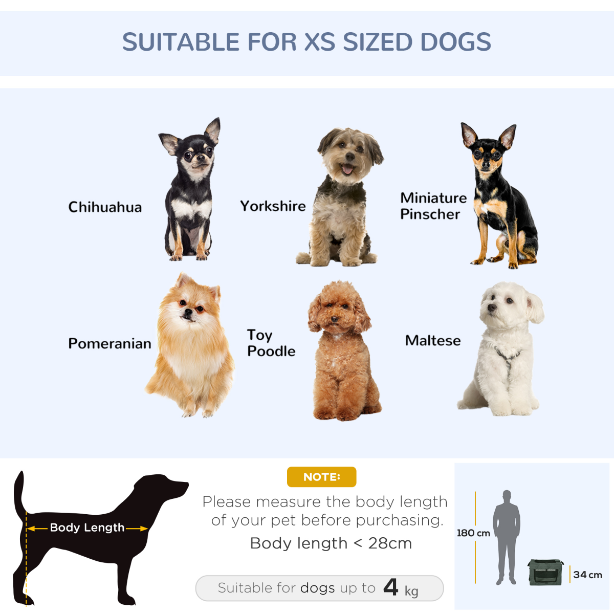 48.5cm Foldable Pet Carrier, Cat Bag w/ Cushion, for Miniature Dogs - Grey