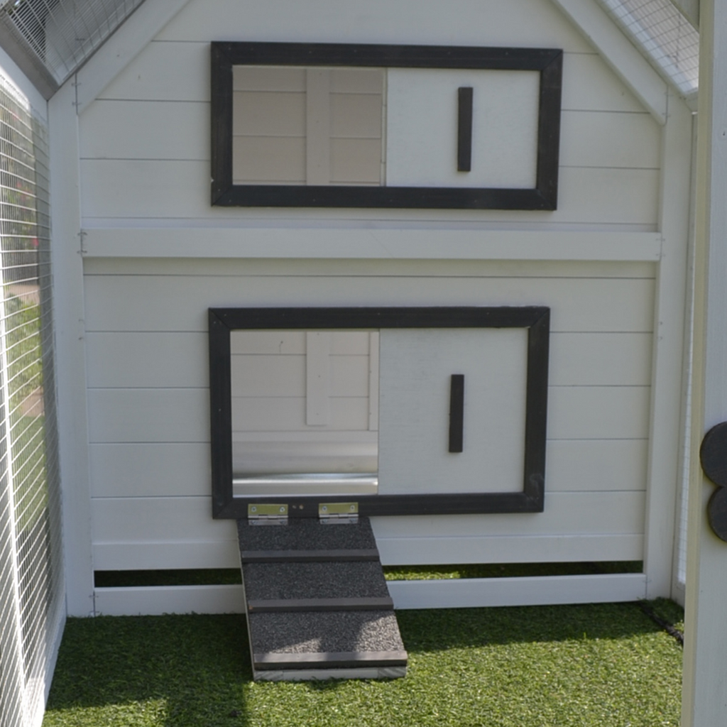 Wooden Chicken Coop Hen House Enclosure with Ramp Run Nesting Box Pawhut