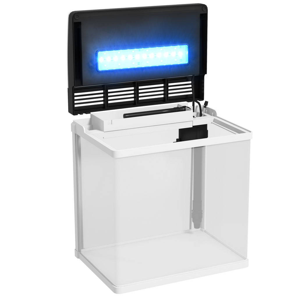 PawHut Aquarium 13L Glass Fish Tank w/ Filter, LED Lighting, Water Pump