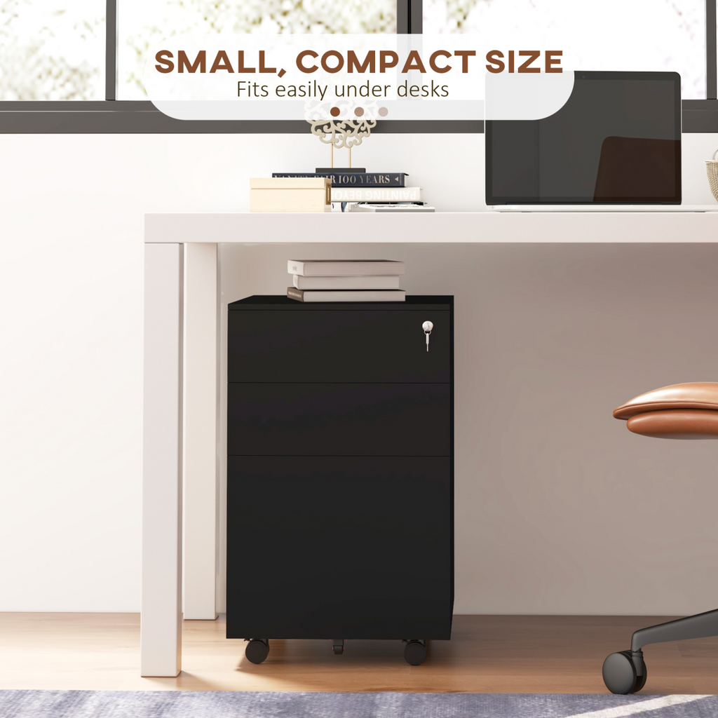 Vinsetto Steel File Cabinet with Lock Hanging Bar for Letter A4 Legal Size Black