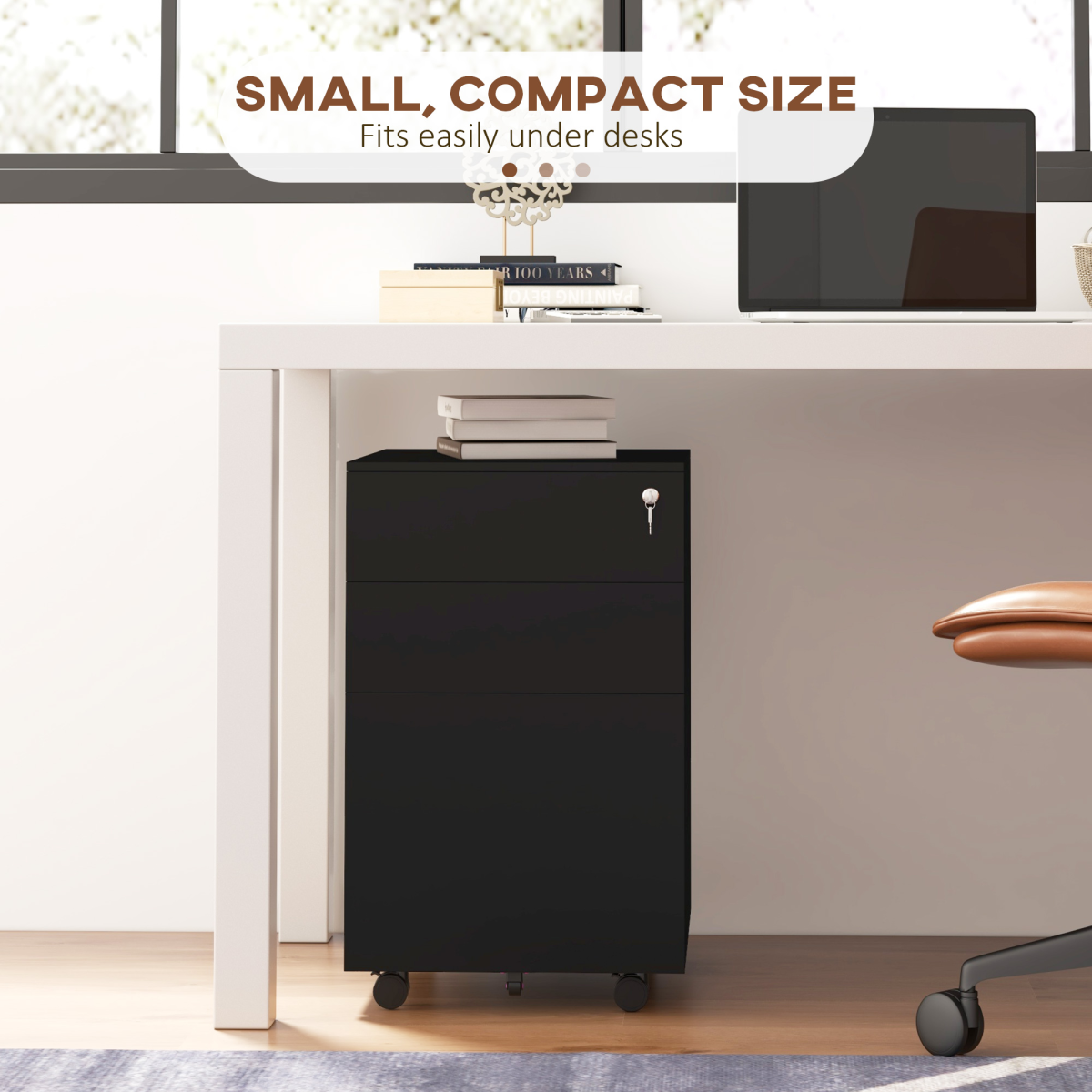 Vinsetto Steel File Cabinet with Lock Hanging Bar for Letter A4 Legal Size Black