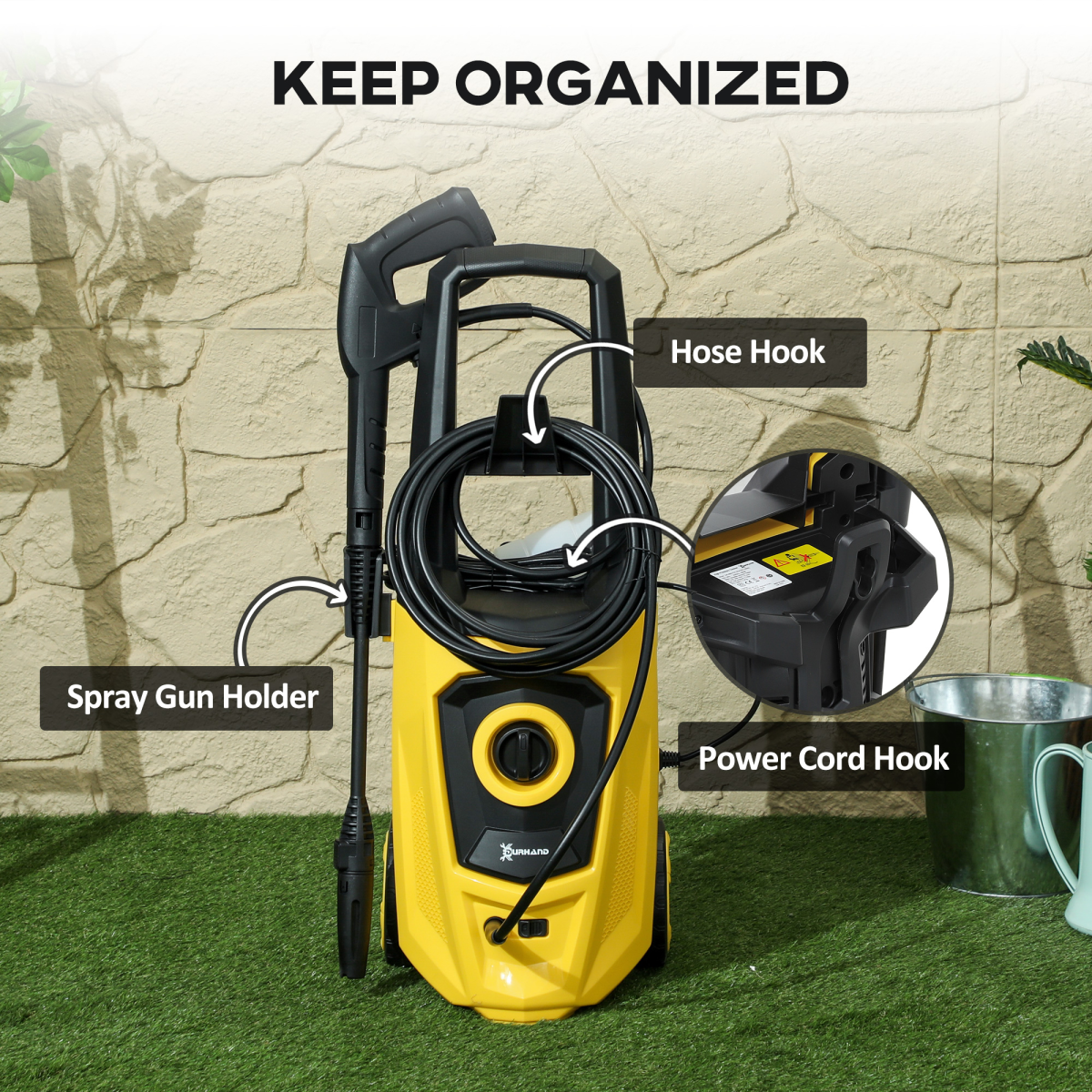 DURHAND High-Performance Power Washer 1800W, 150 Bar, 510 L/h, Yellow