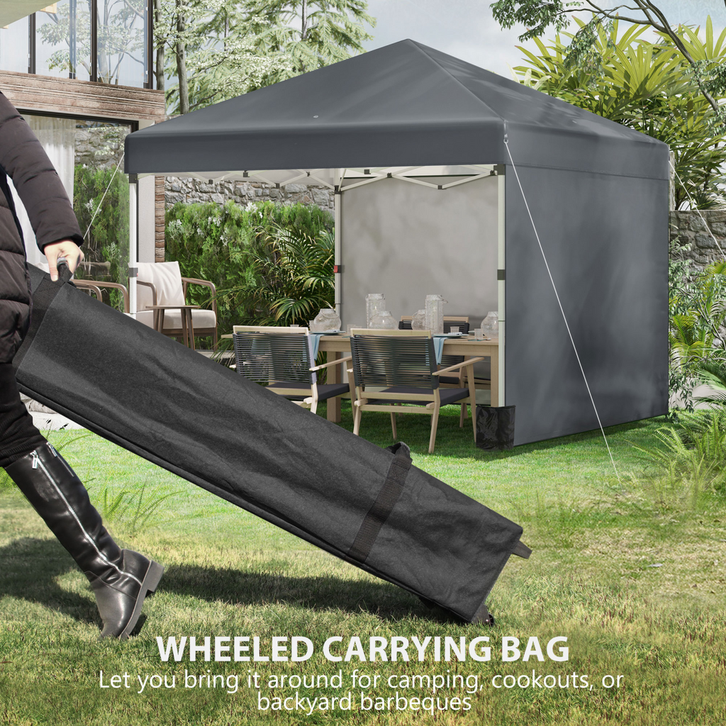 3 x 3 (M) Pop Up Gazebo Event Shelter with 2 Sidewalls, Weight Bags, Dark Grey