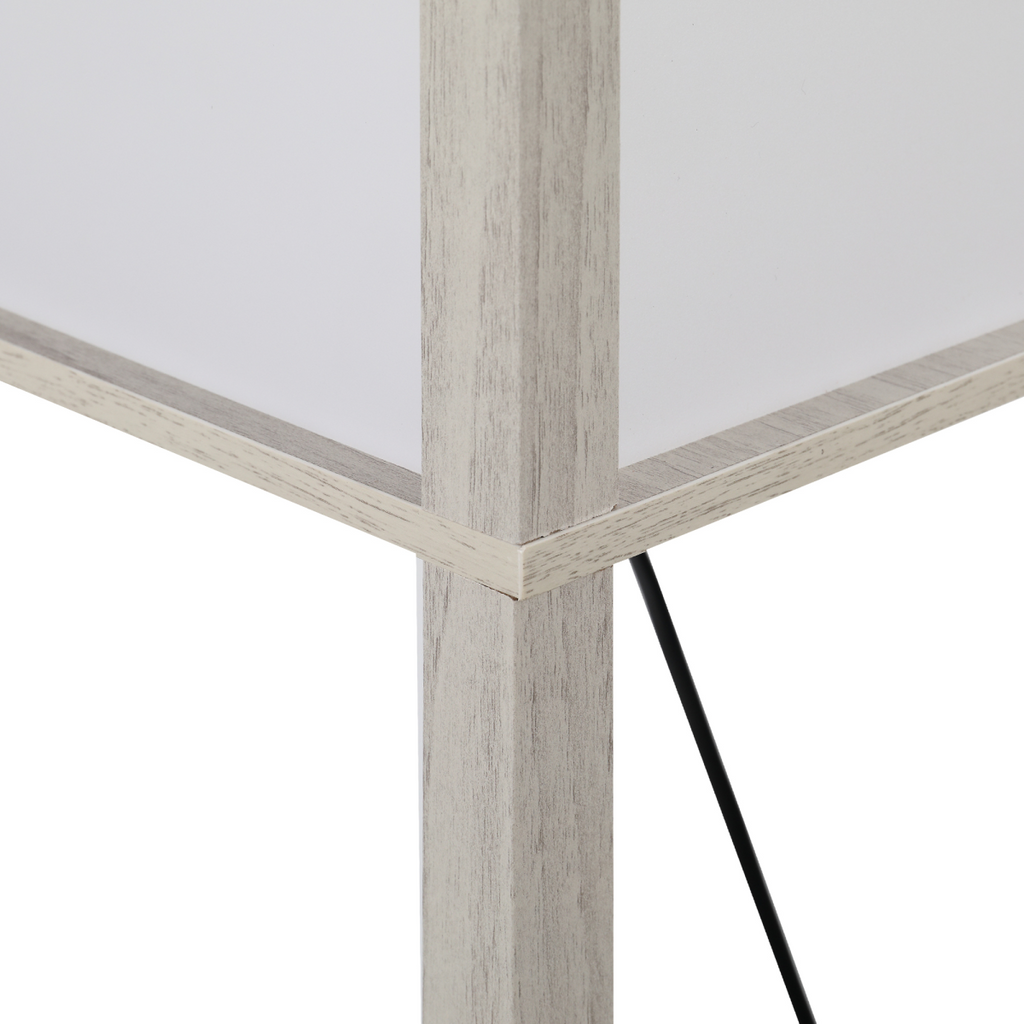 4-Tier Floor Lamp, Floor Light with Storage Shelf White and Oak 3-Tier