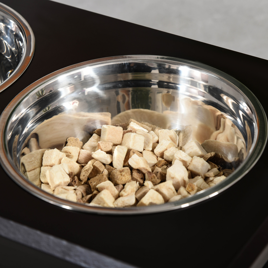 Raised Dog Bowls Pet Feeder Elevated Double Stainless Steel Water Brown Pawhut