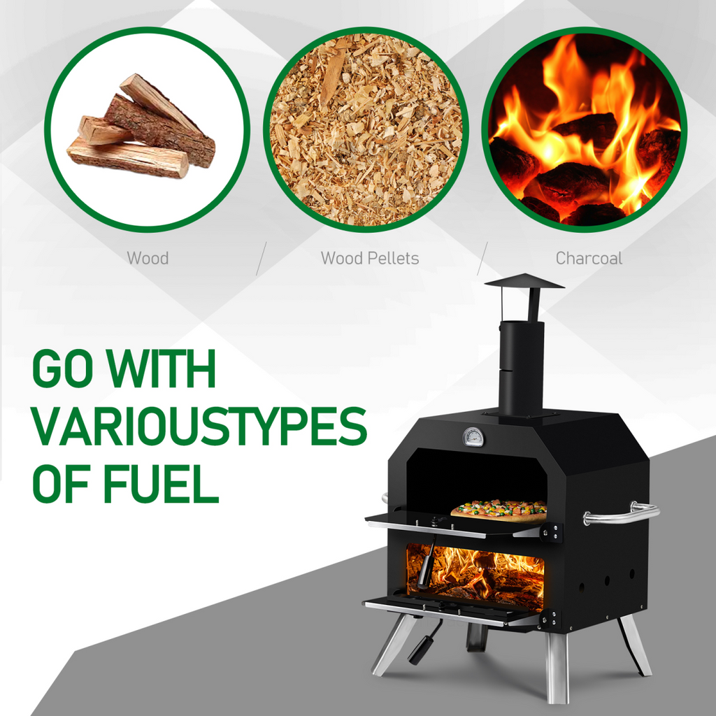 Outdoor Pizza Oven Wood Fired 2-Layer Pizza Ovens Outside Pizza Maker with Stone
