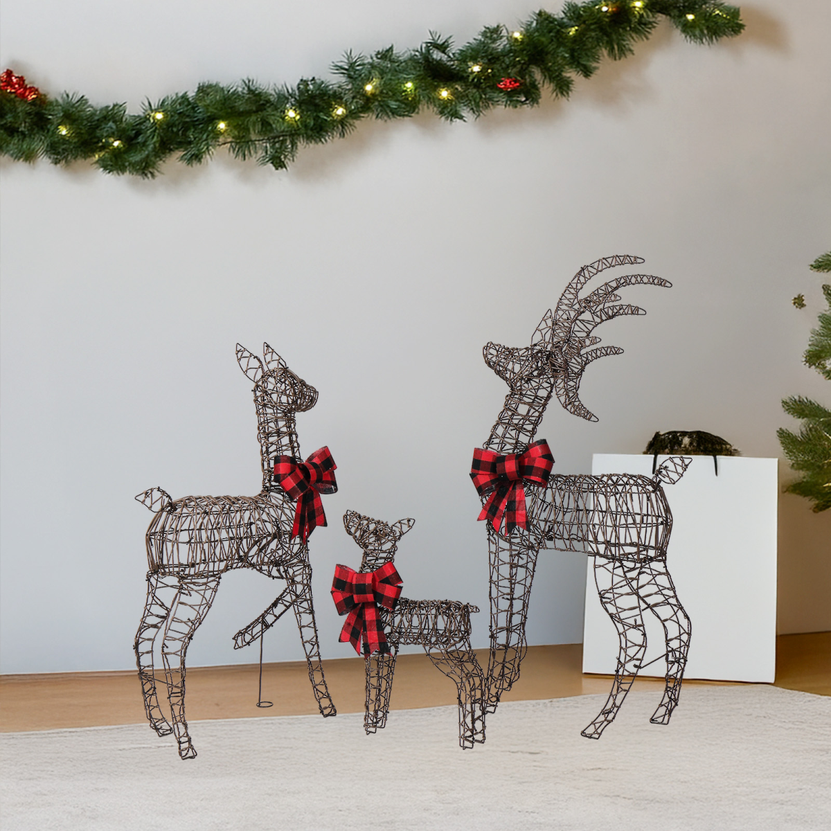 3-Piece Lighted Christmas Reindeer Family Set Outdoor Decorations