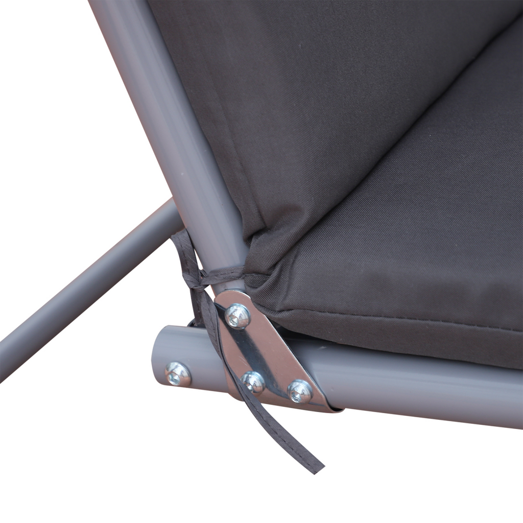 Steel Frame 2-Seater  Swing Chair w/ Table Grey