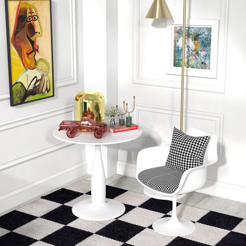 HOMCOM Round Dining Table with Steel Base for Living Room, Dining Room