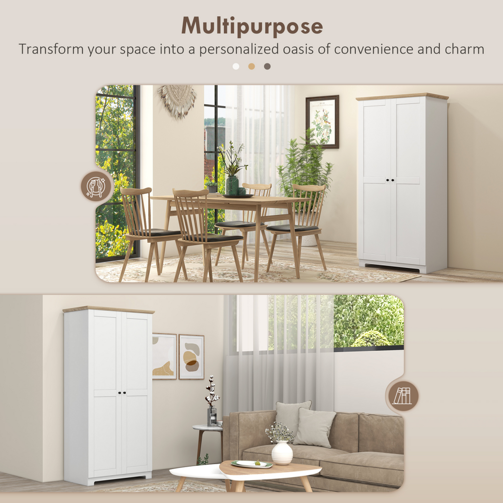172cm Wooden Storage Cabinet Cupboard With 2 Doors 4 Shelves White