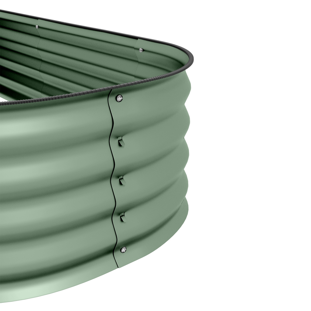 Outsunny Galvanised Raised Garden Bed Planter Box with Safety Edging, Green