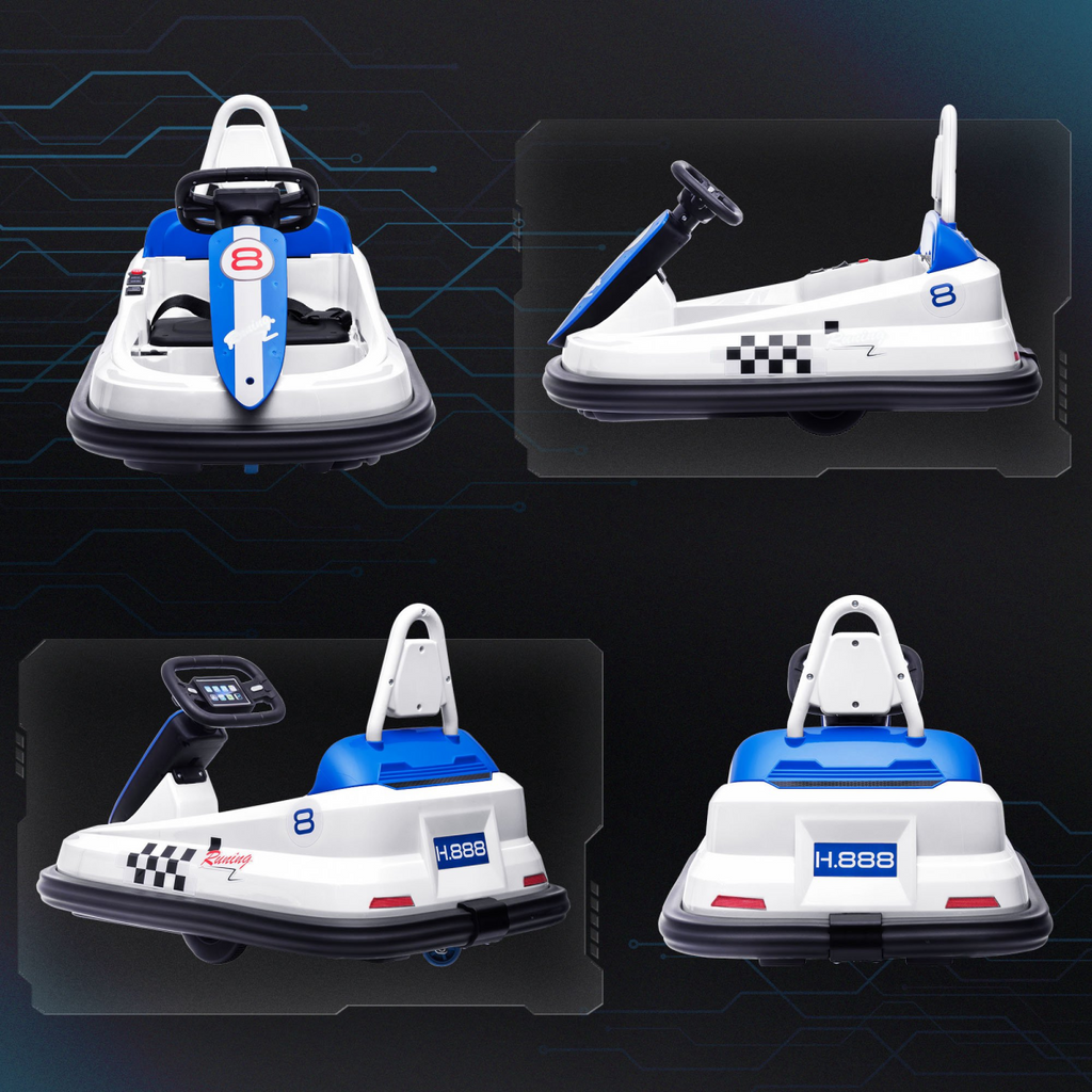 HOMCOM 6V Kids Bumper Car, 360-Degree Rotation Waltzer Car with 2 Speeds - White