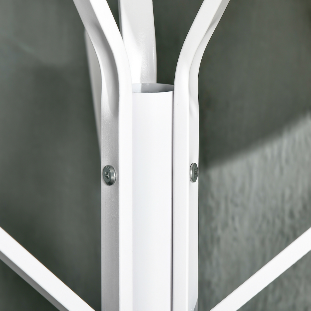 180cm Coat Rack Metal Clothes and Scarves Hat Hanger Hall Tree 9 Hooks-White