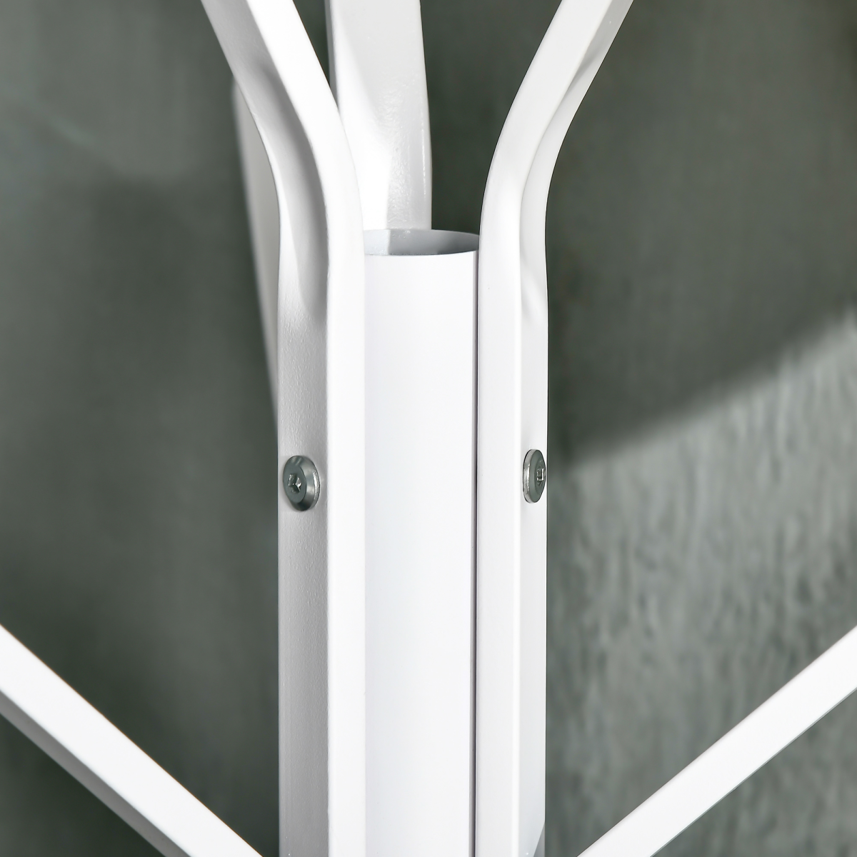 180cm Coat Rack Metal Clothes and Scarves Hat Hanger Hall Tree 9 Hooks-White