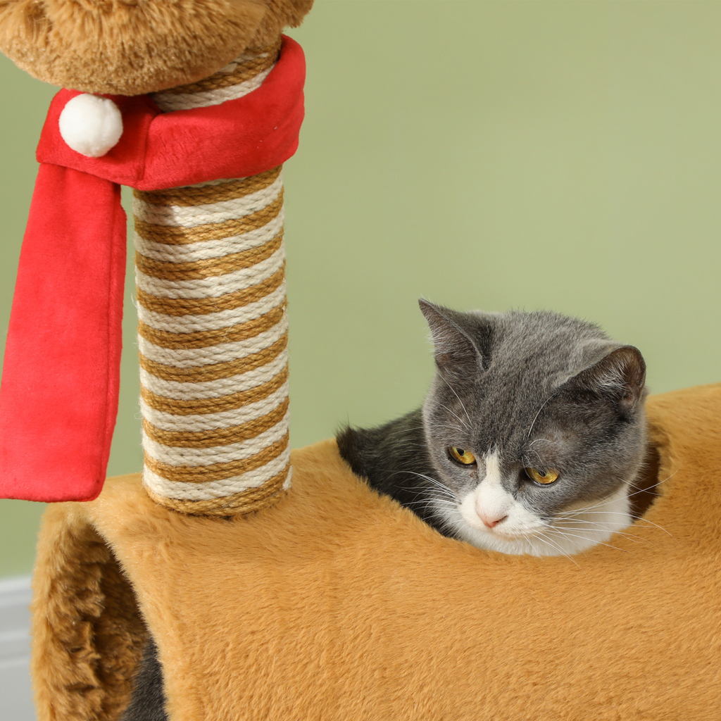PawHut Cat Tree, 98cm Deer Themed Cat Tower for Indoor Cats and Kittens
