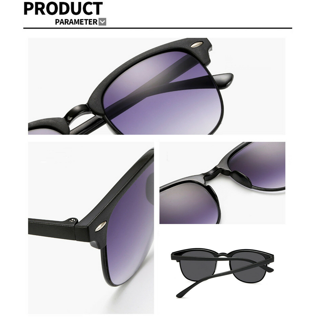 Mens Black Horn Rimmed Half Frame Polarised Driving Fishing Sunglasses UV400
