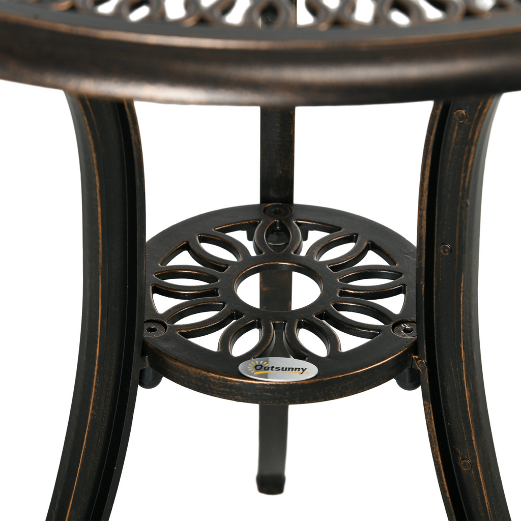 Outsunny 3 Piece Patio Bistro Set Outdoor Table Set with Umbrella Hole Bronze