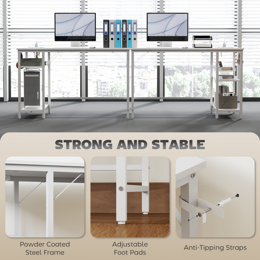 HOMCOM 120 x 60 cm Home Office Desk Reversible Study Table for Bedroom White