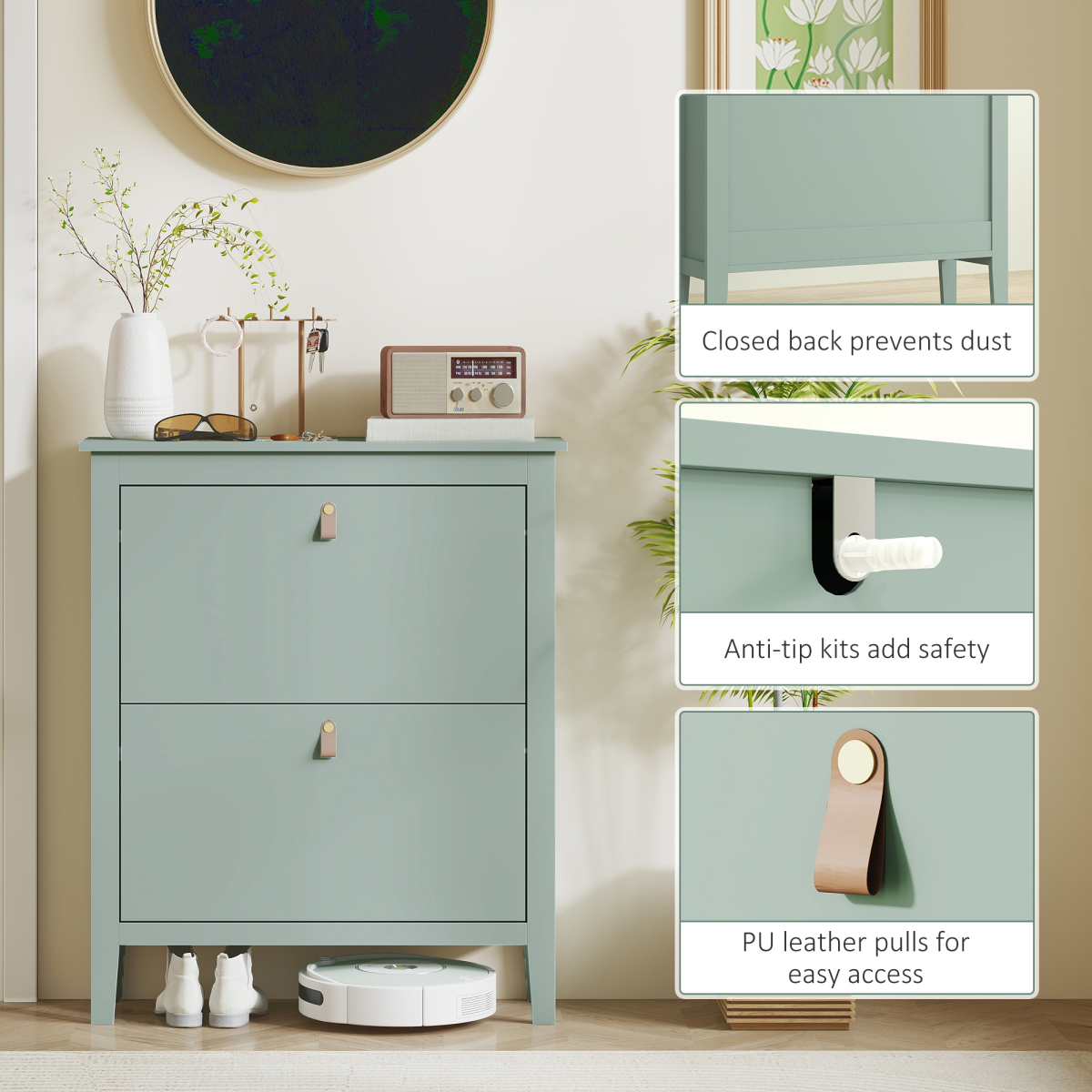 Three drawer shoe cabinet